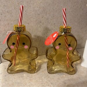 NEW Gingerbread Man Glasses with Straws